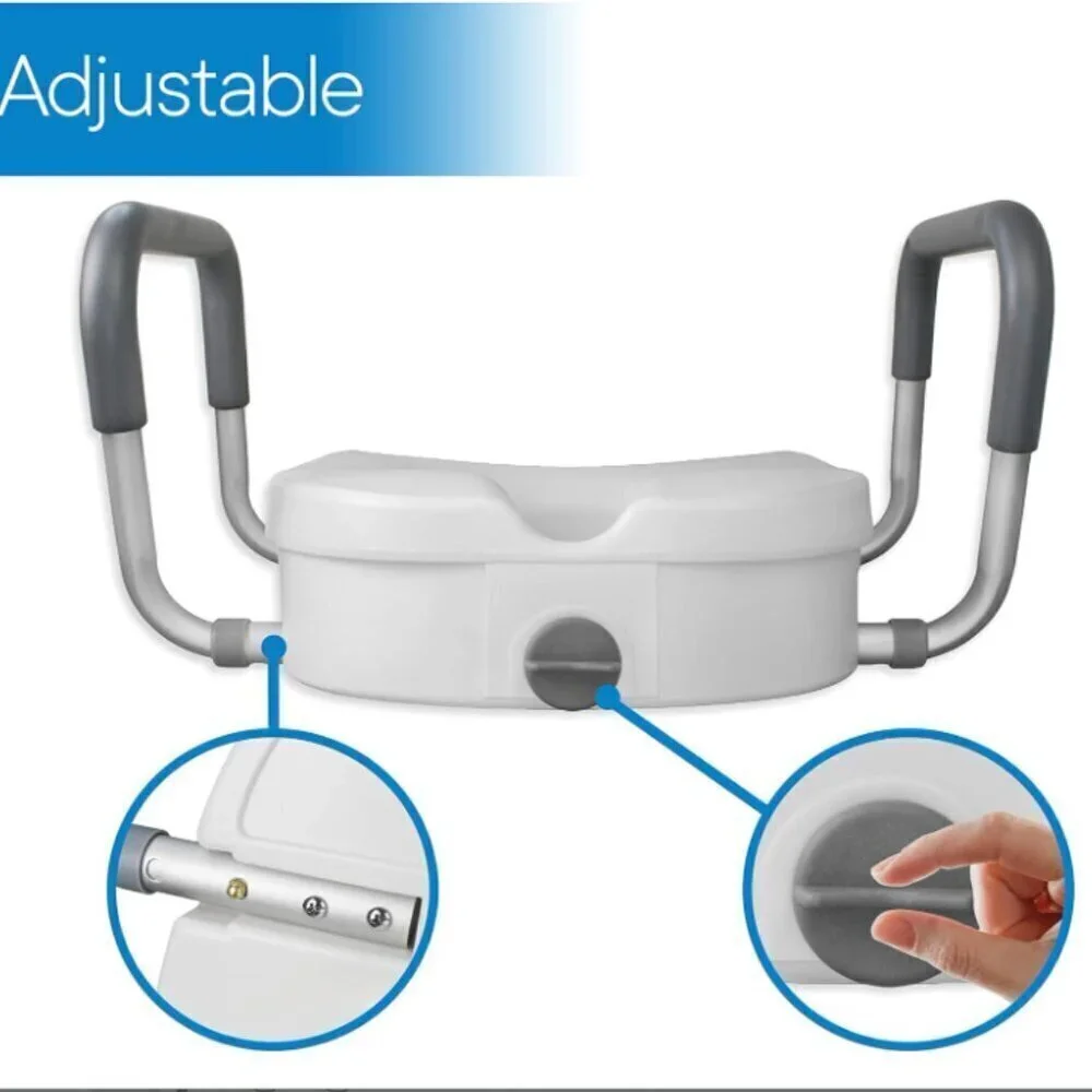 RMS Raised Toilet Seat - 5 Inch Elevated Riser with Adjustable Padded Ar…‎